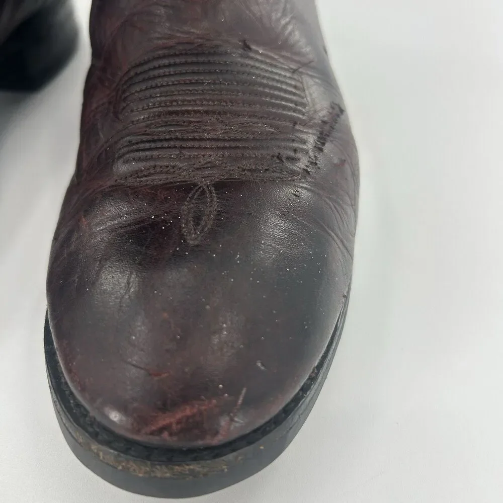 Vintage Tony Lama 0010 Leather Western Cowboy Boots Mens Size 10 Vibram Soles.